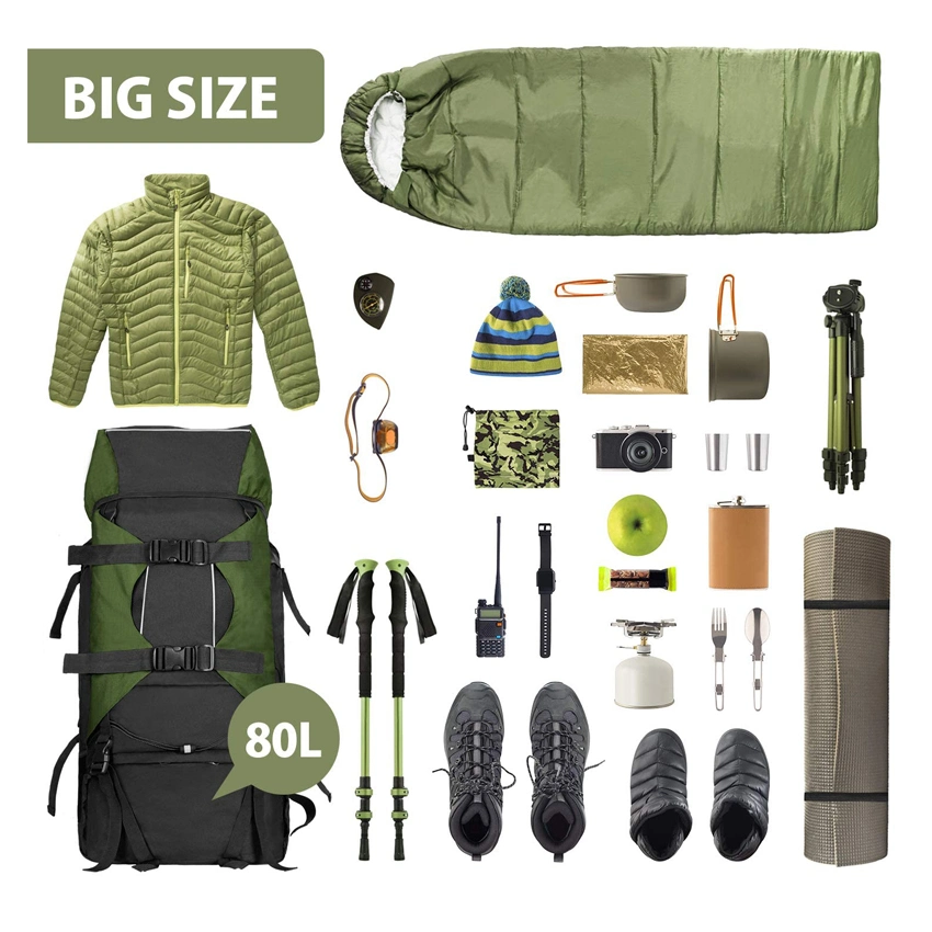 Outdoor Camping Bag Internal Frame Backpack Large Capacity Travel Bag Plus Rain Cover